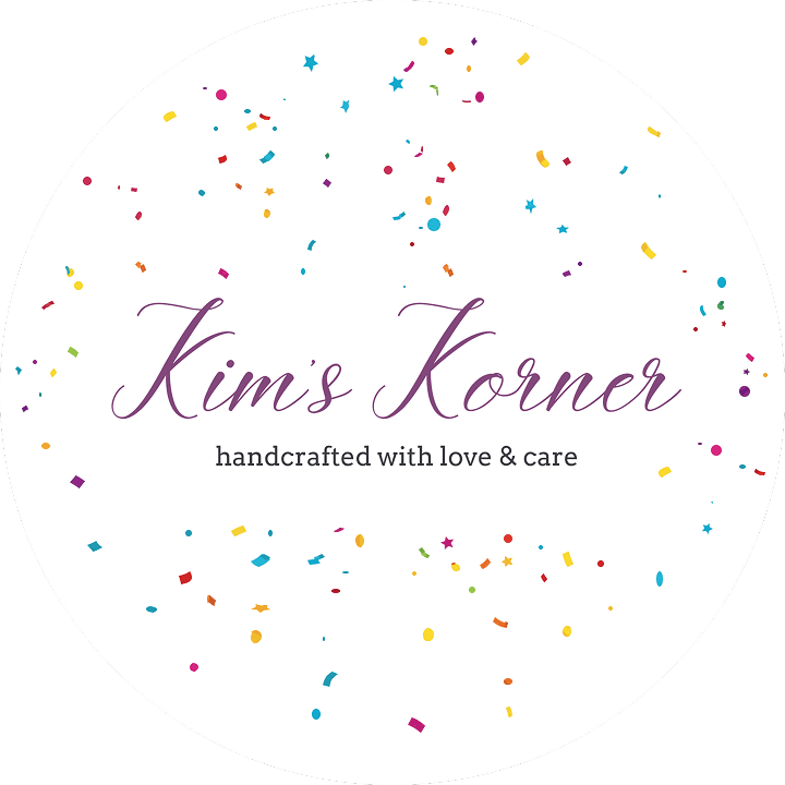 The Kim's Korner confetti sticker that goes on every candle lid